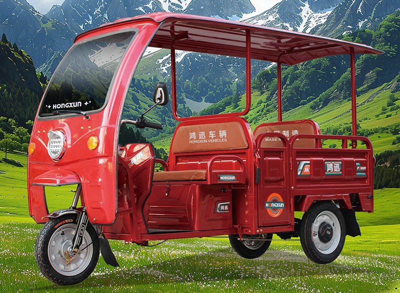semi-closed electric cargo tricycle in red1